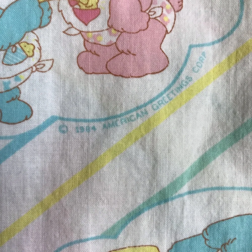 Care Bears Vintage Musical Notes Striped Crib Sheet Made in USA